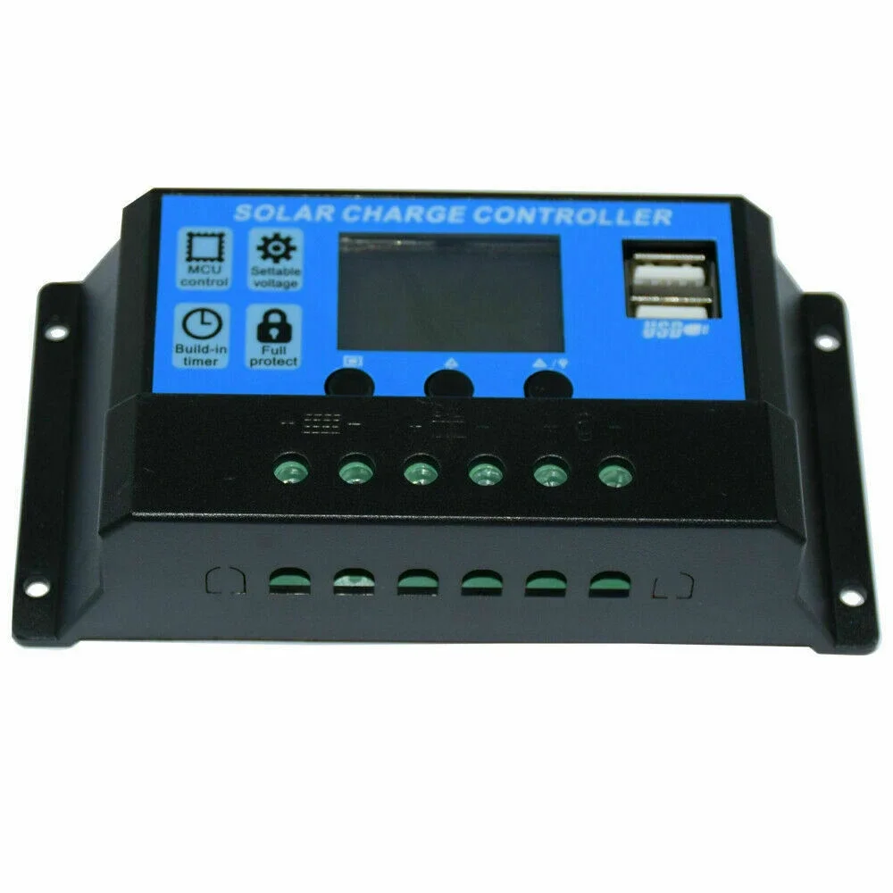 PWM 20A 12/24V Regulator Solar Charge Controller Solar Panel LCD Dual USB
