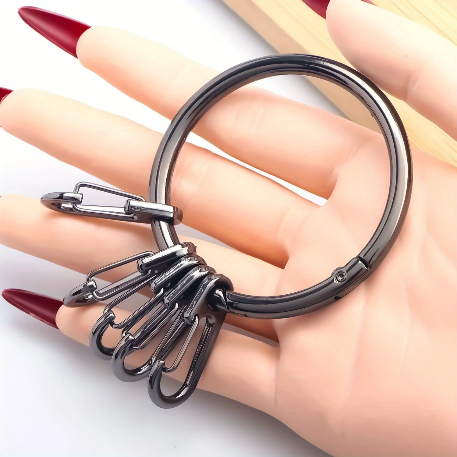 Key Chain Quick Release Spring with 5 Key Rings Car Home Keychain Organizer for Men and Women