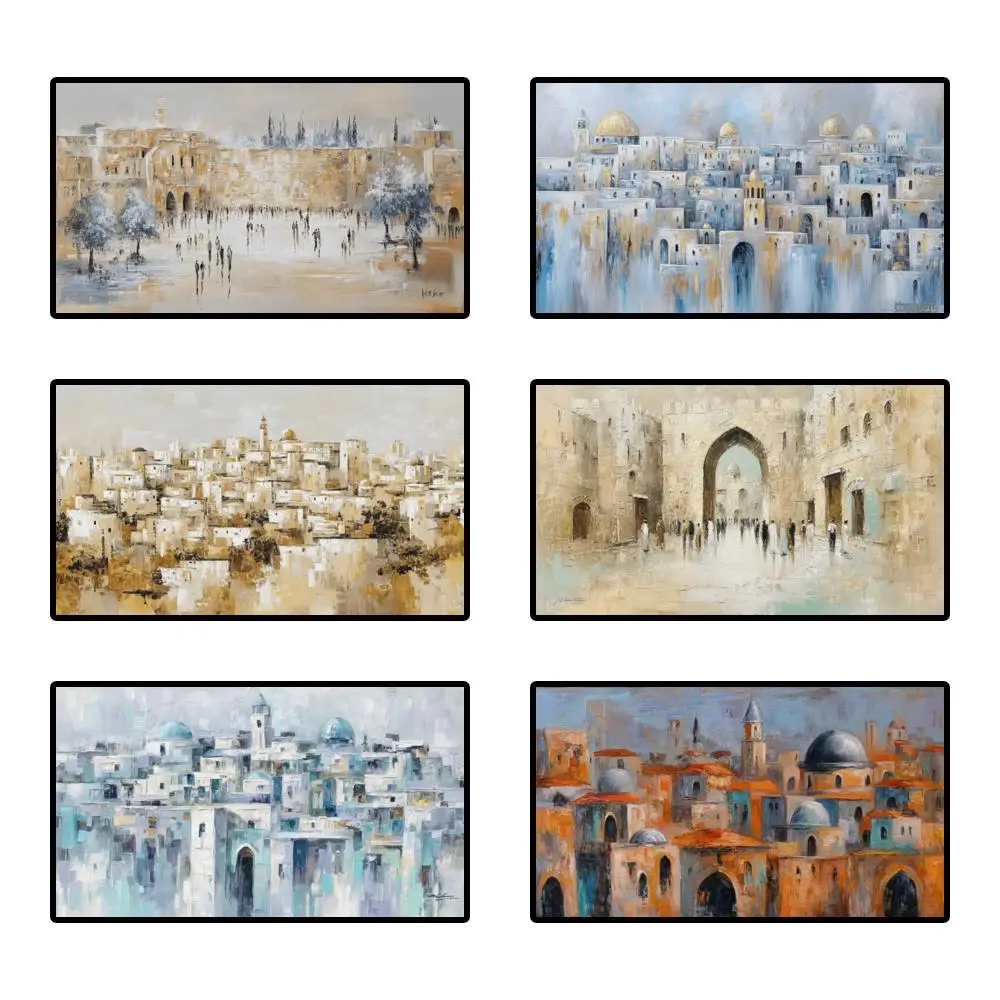 المدينة القديمة أفق القدس قماش يطبع يهوديكا الفن HD مطبوعة ملصق مجردة المشهد اليهودي غرفة الدراسة مكتب ديكور كبير