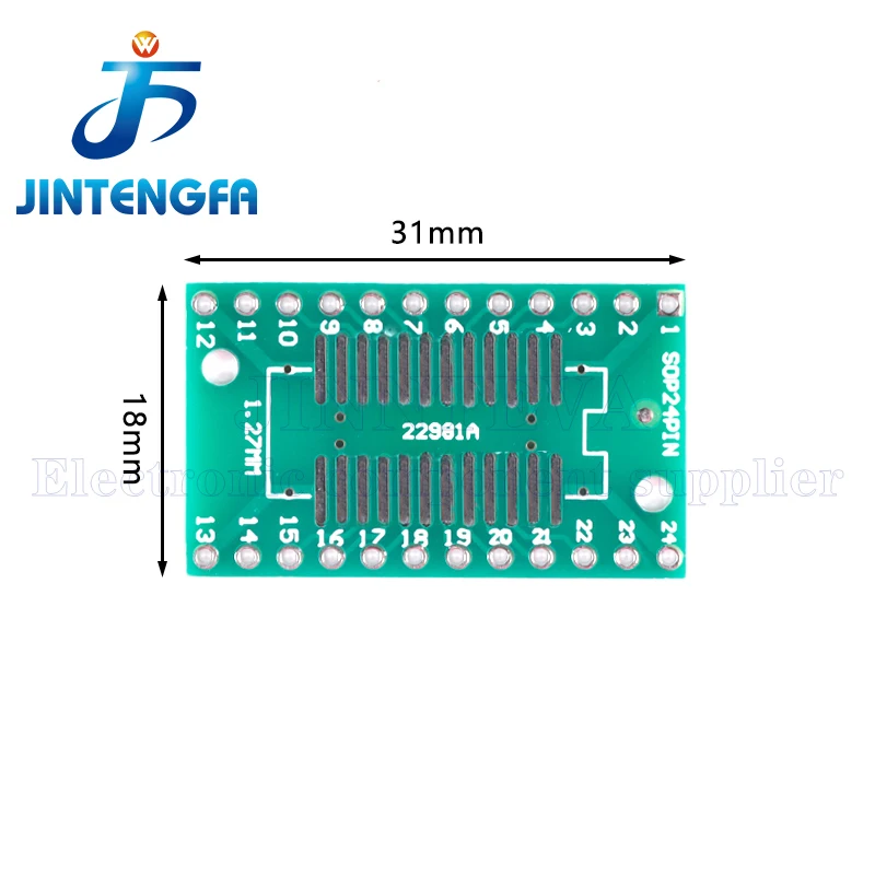 Placa de transferência DIP Pin Board Pitch, placa adaptadora IC, placa de conversão, TSSOP24, SOP24, SOP24, SOP-24, SOP24 para DIP24, 0,65 milímetros, 1,27 milímetros, 10pcs