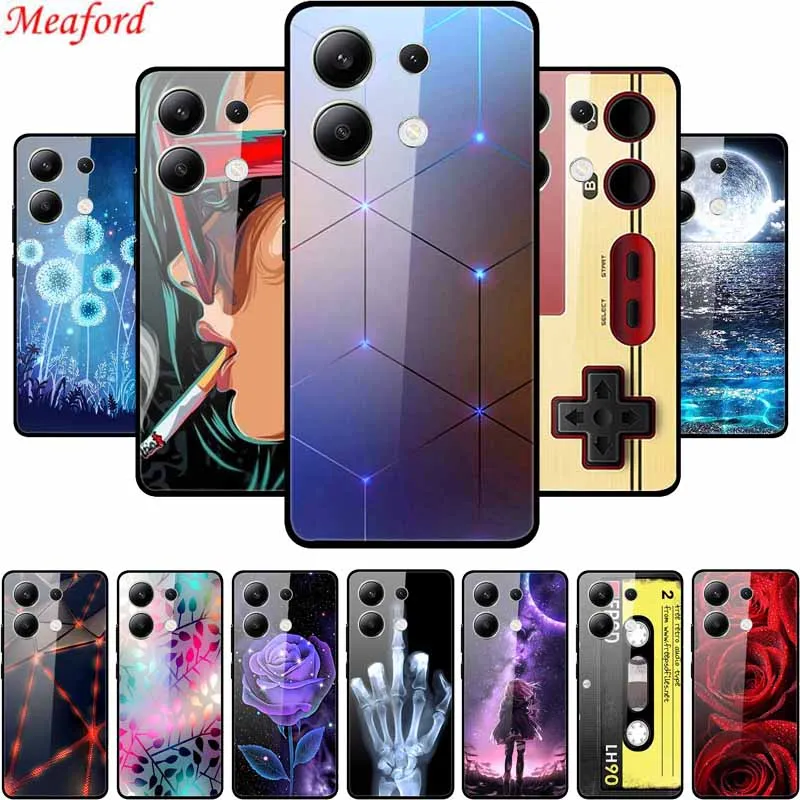 Glass Case For Redmi Note 13 Pro 5G Case Tempered Glass Hard Back Cover Soft Bumper For Xiaomi Redmi Note 13 Phone Cases Funda