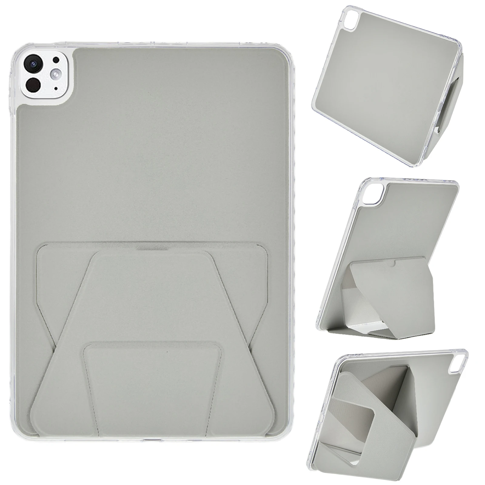 

For iPad Pro 11 (2025) / 11 (2024) Case TPU PU Leather Kickstand Tablet Cover - Grey