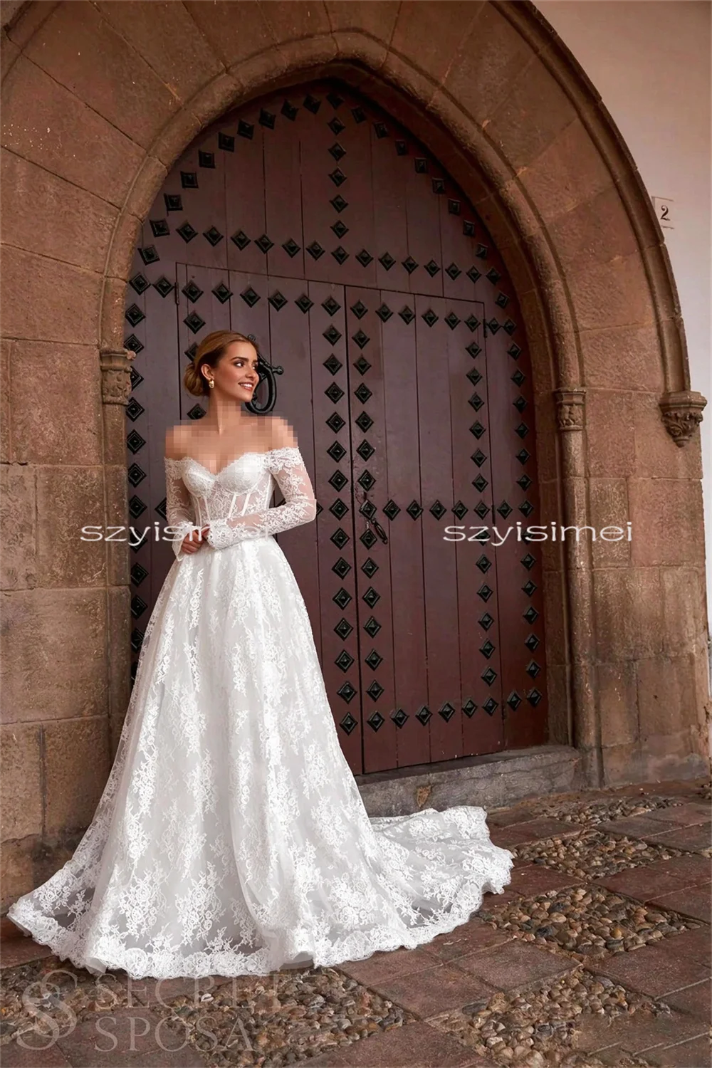 Customized Sweetheart Wedding Dress 3/4 Sleeve A-line Backless Lace Bridal Dresses For Wedding свадебное платье image 4