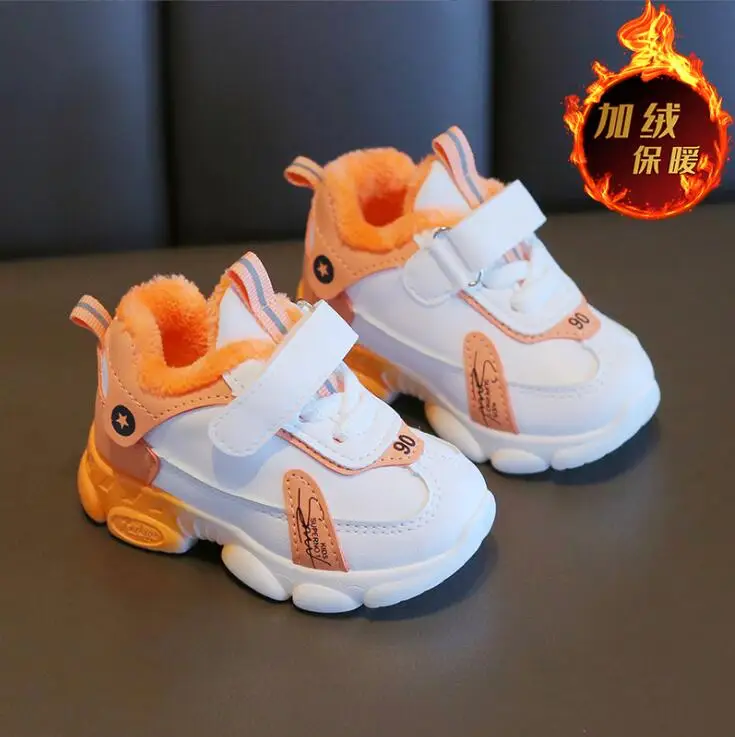 Sports Shoes Winter New 1-6 Years Children Pu Outdoor Sneakers Boys Girls Soft Sole Breathable Running Shoes 20-31 Keep Warm