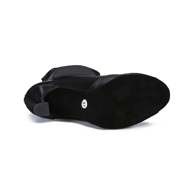 Czarne elastyczne buty do tańca dla kobiet, buty do tańca towarzyskiego i latynoamerykańskiego, damskie buty jazzowe na miękkiej podeszwie, buty na wysokim obcasie do tańca.