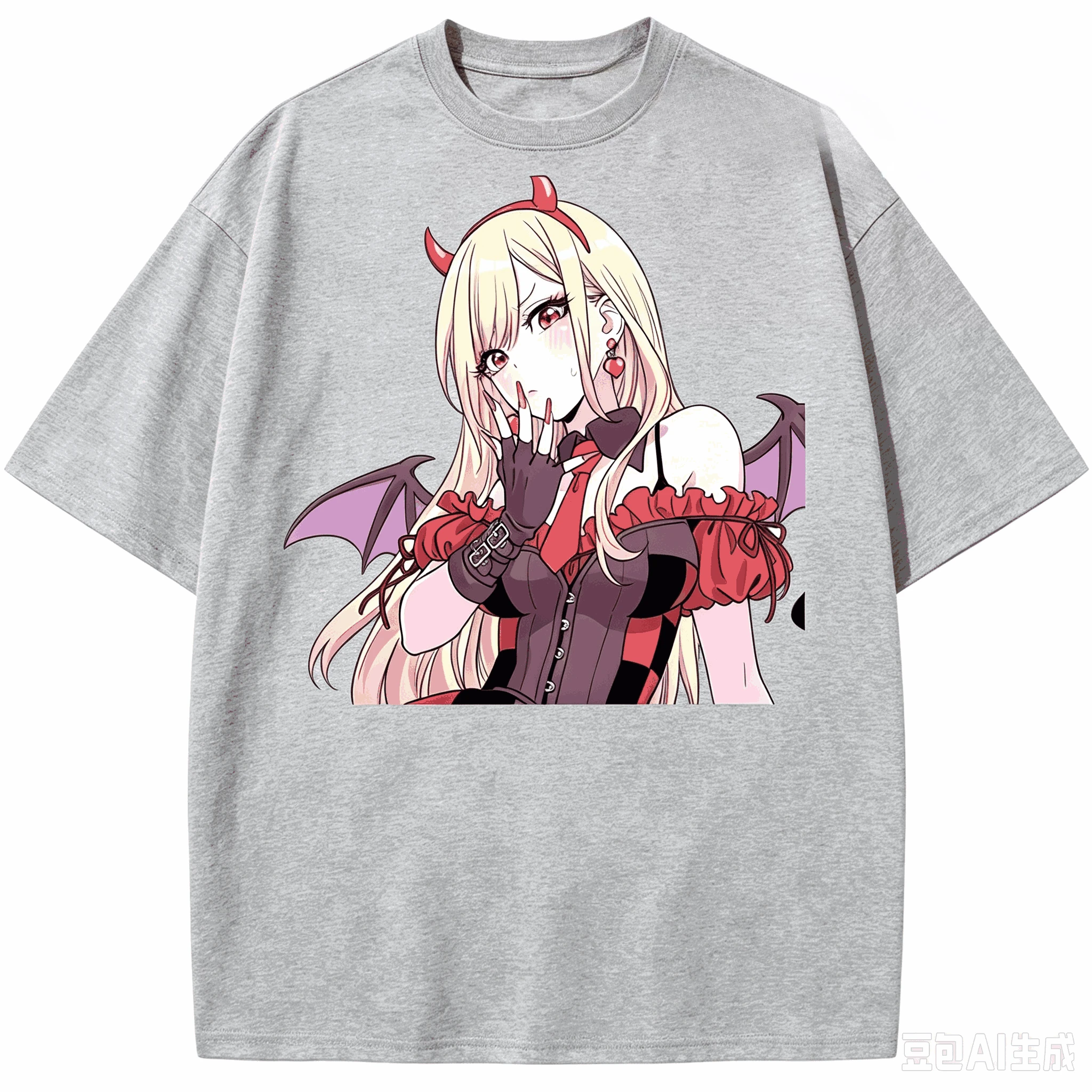Heißer Verkauf My Dress-Up Darling Marin Kitagawa Teufel Cosplay Print T-Shirt Unisex Trendiges Hip-Hop-Print Rundhals-Freizeit-T-Shirt – Detail 4