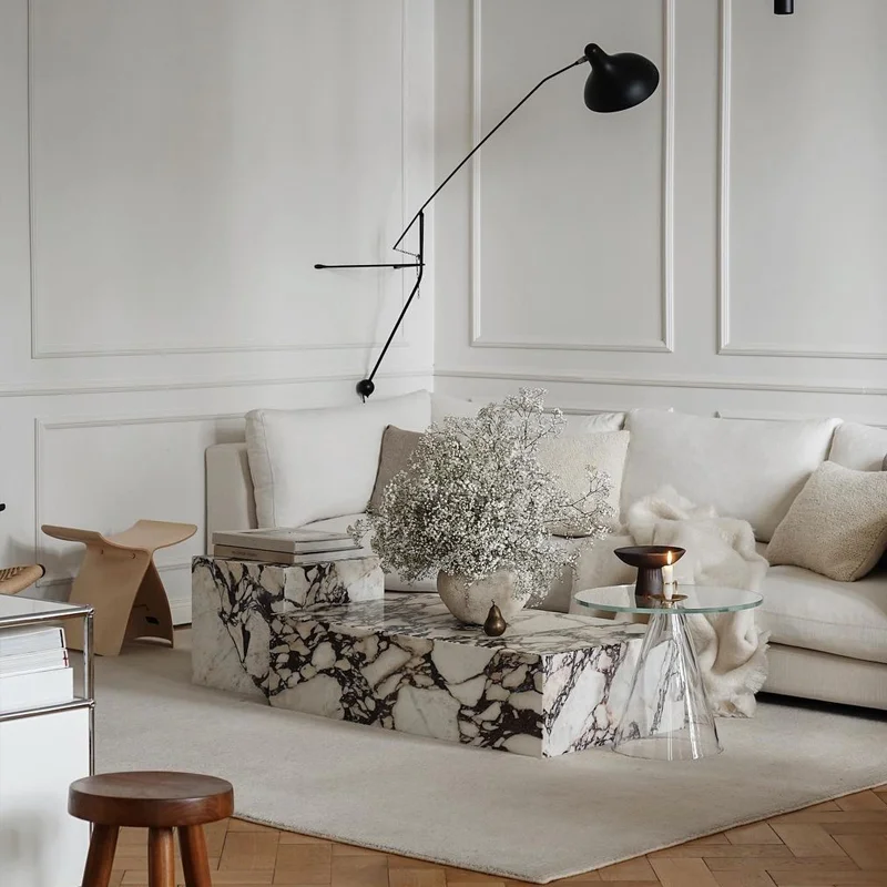 

Rectangular Unique Coffee Table Luxury Italian Designer Large Coffee Table Modern Marble Table Basse Salon Living Room Furniture