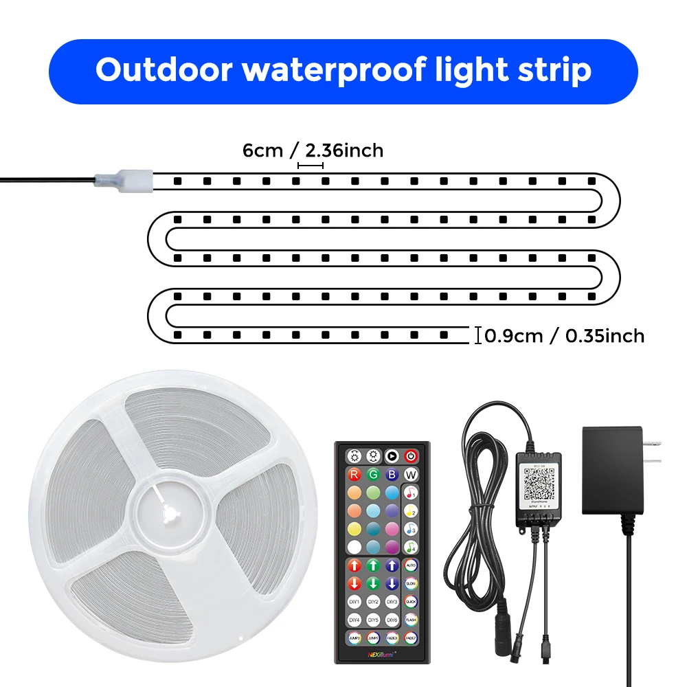 IP68 waterproof outdoor led strip, 20M-30M, APP & 44 key, Music sync , colorchaning timer, Led strip for indoor and outdroor