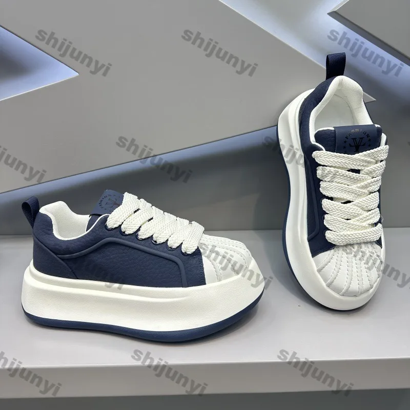 

Trendy Increase Height Platform Sneakers Comfortable Cross Tied Men Casual Flats Comfortable Non Slip Hard Wearing Sport Shoes