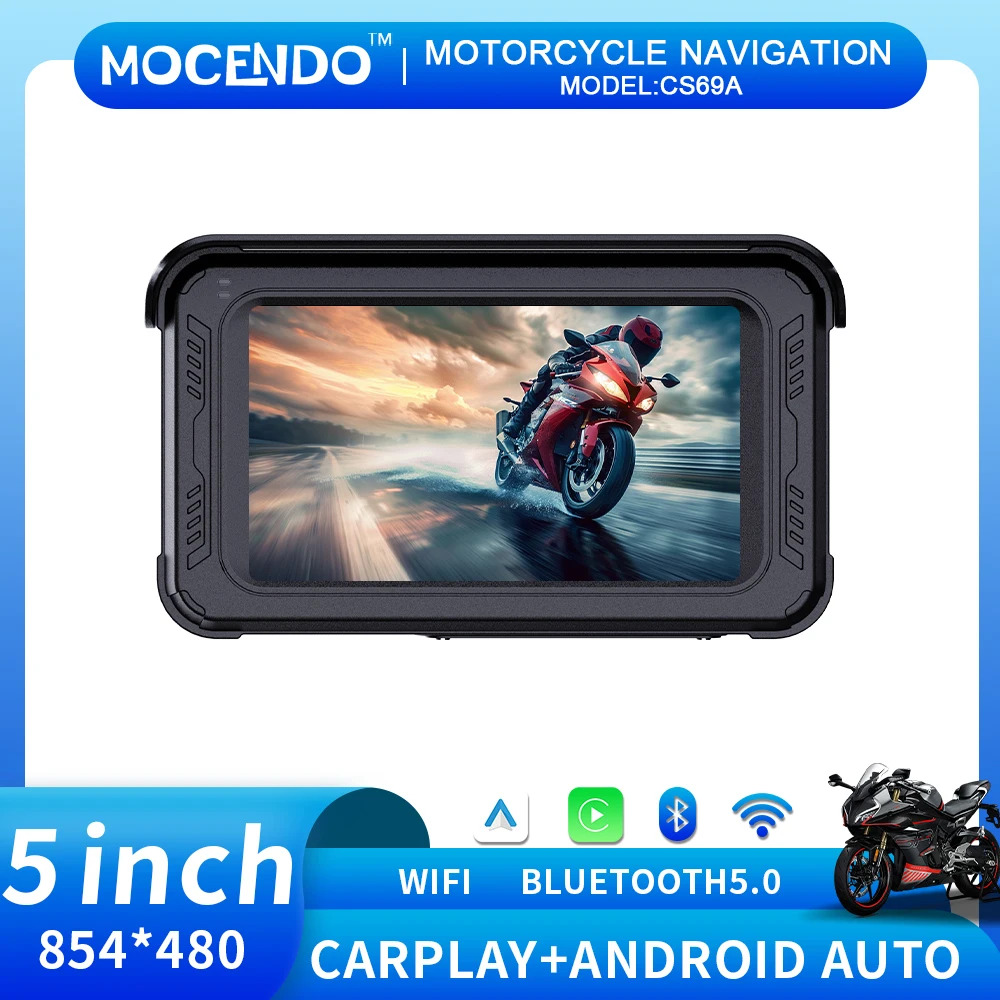 

CS69A Portable Waterproof Motorcycle Navigation Screen with Wireless Carplay Android Auto Display Monitor for Bikes