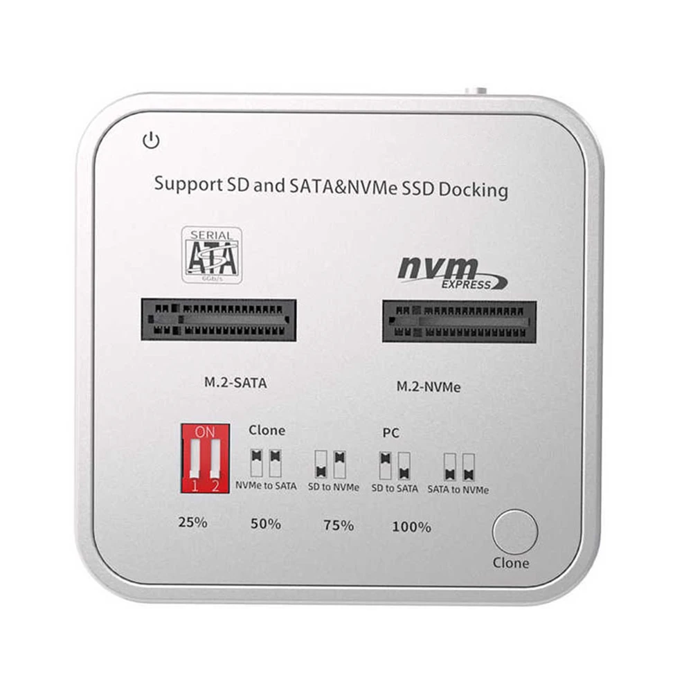 

M.2 NVME/NGFF Dual Protocol SSD Copy Base with SD Card Reader Slot M.2 NVME Duplicator Cloner for SSD-EU Plug