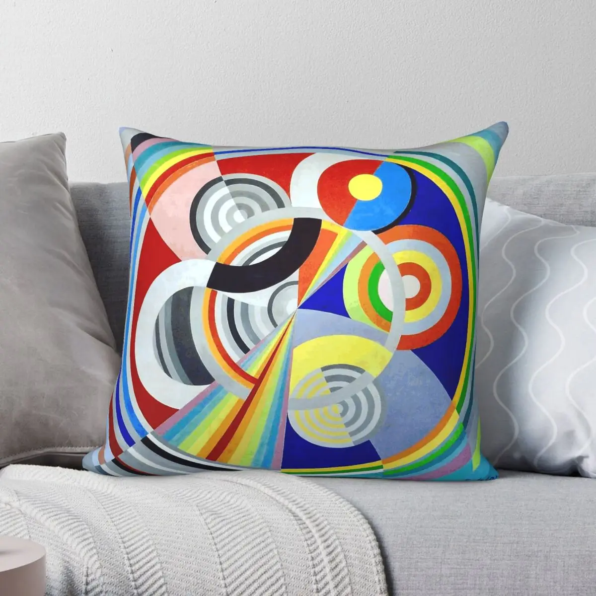 Robert Delaunay Circular Forms Square Pillowcase Polyester Linen Velvet Creative Zip Decorative Car Cushion Case
