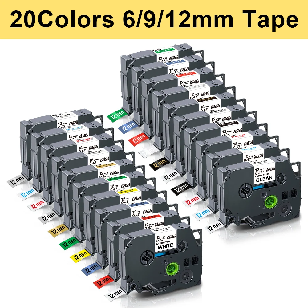 6/9/12mm 231 Multicolors Compatible for Brother 231 S231 FX231 131 431 531 631 731 221 Label Tape for Brother PTH110 label Maker