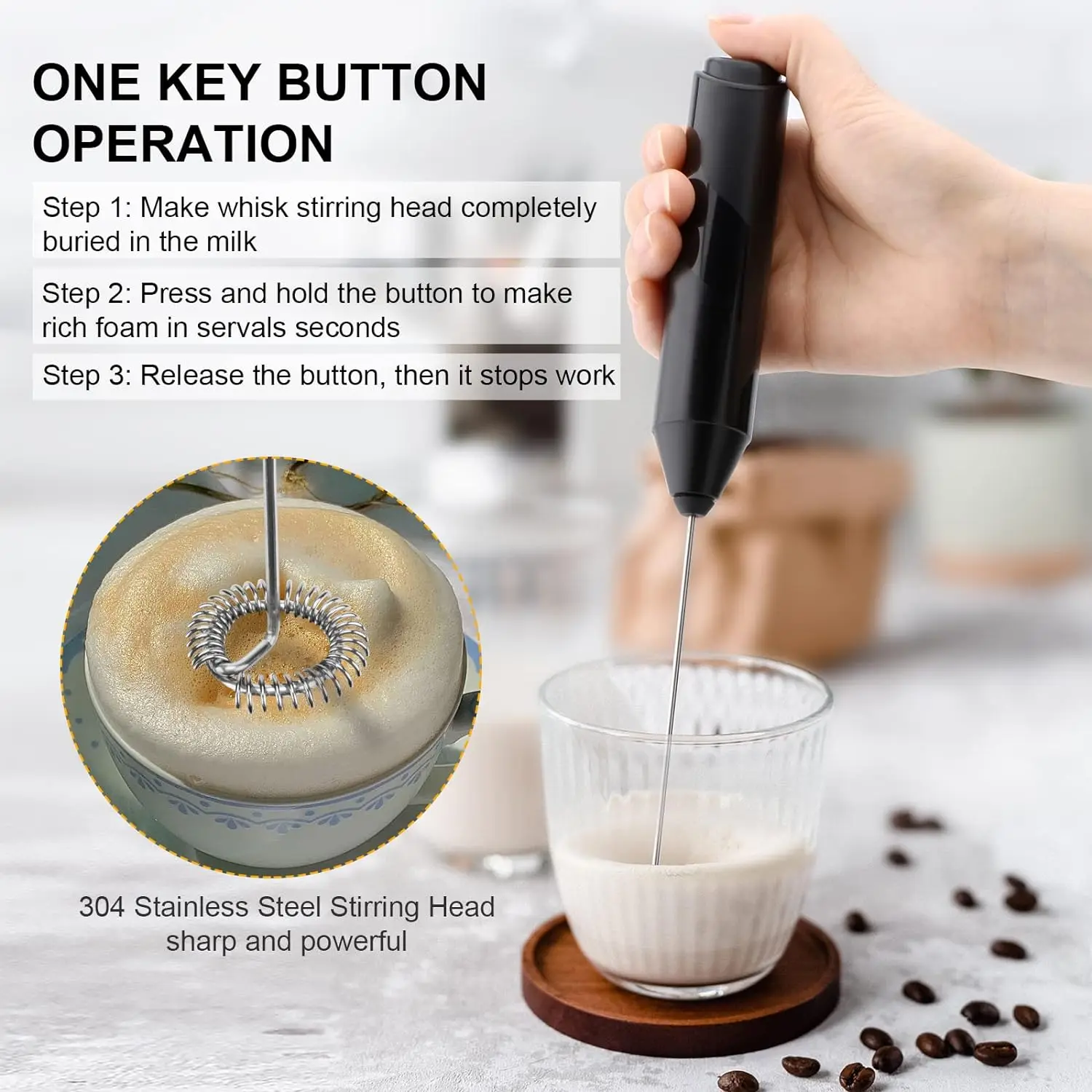 

Milk Multi- Household Mixer Handheld Foaming Machine To Stir Coffee Portable Whisk Milk Frother