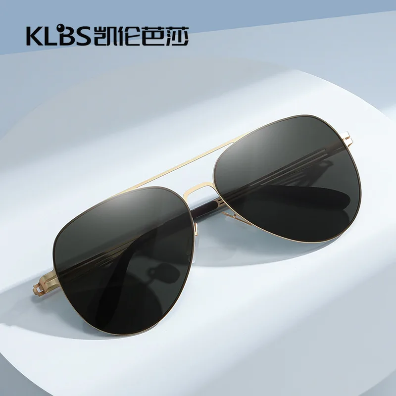 New Men's Aviator Sunglasses Ultra-Light Super Elastic Stainless Steel Screwless Sunglasses Classic Nylon Polarized Sunglasses