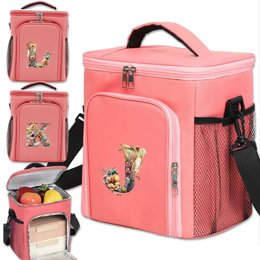 Lunch Bags Insulated Lunch Box Bags Portable Picnic Bags 2026 Floral Letter Pattern Series Lunch Tote for Woman Office School