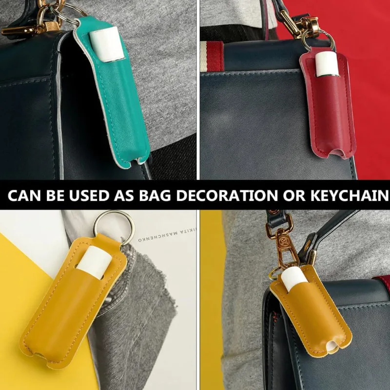 

Брелок для хранения помады из искусственной кожи — простой нейтральный брелок для ключей с длинным кожаным чехлом, портативный органайзер для блеска для губ