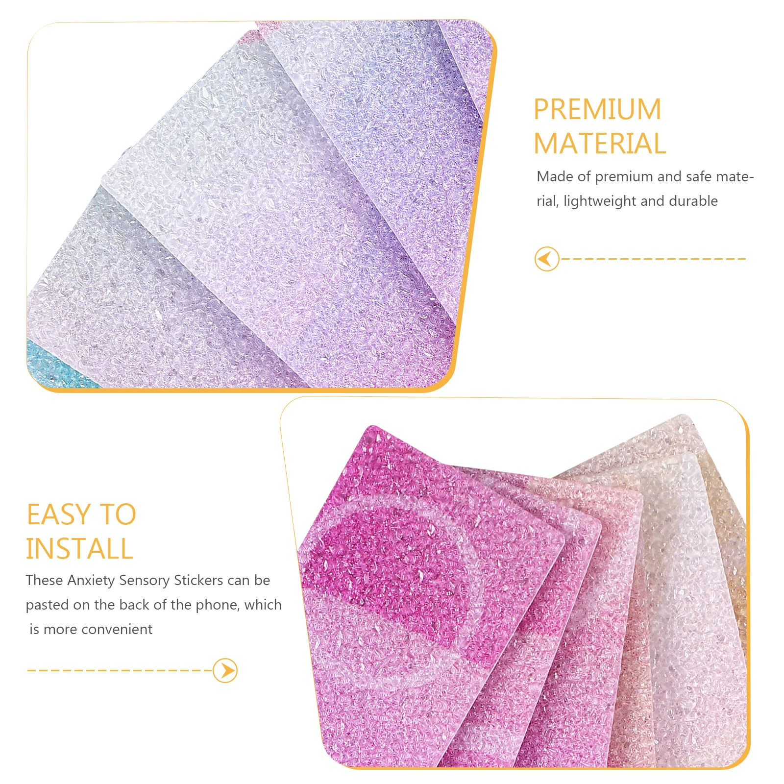 

12pcs Decorative Calming Strips Pressure Adhesive Sensory Stickers For Phone Computer Desk Reduction