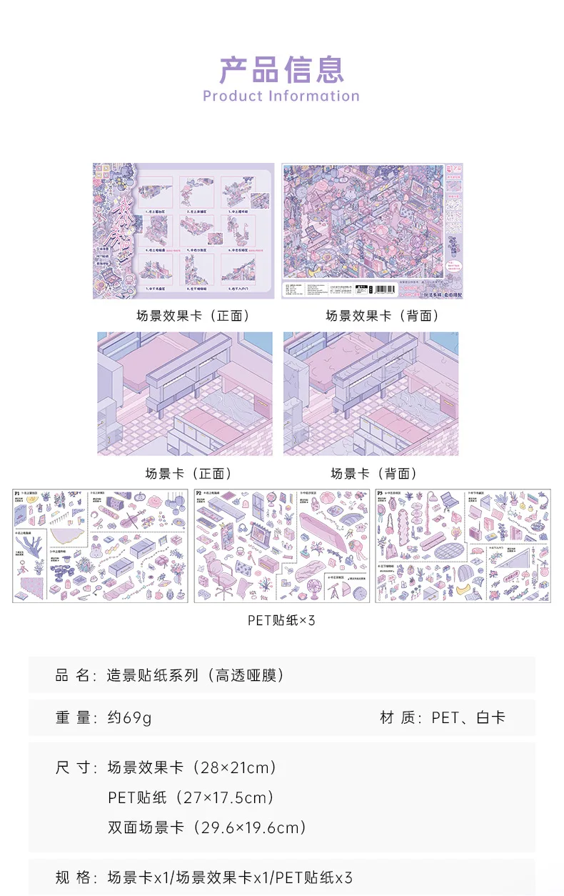 Kawaii Mein Zimmer 3D Meine Küche Landschafts-Aufkleber DIY Taschenhütten-Szene Festivalgeschenk – Detail 4
