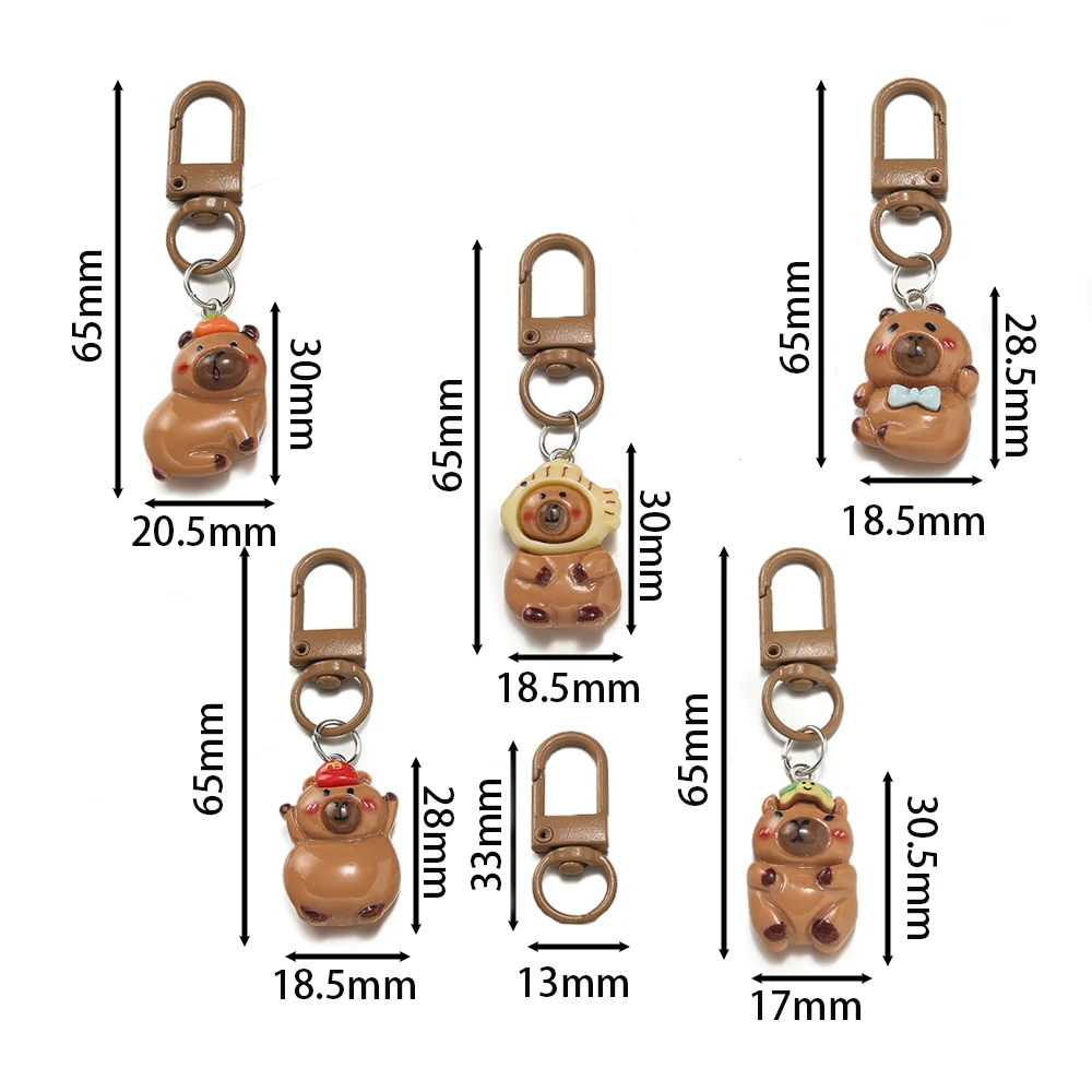 1Pcs Cartoon Kapibara Alloy Keychains Women Men Charms Resin Glossy Flatback Animal Pendants Keyring Jewelry Making Findings