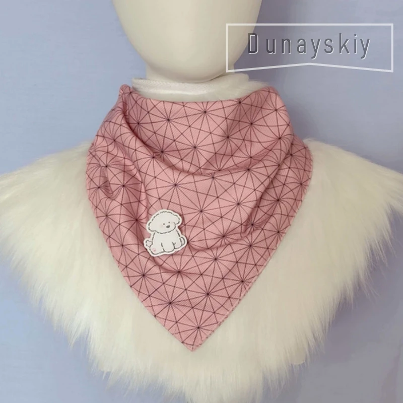 Tanjiro Mitsuri Tomioka Printed Furry Drool Bib Fursuit Triangle Bandana Scarf Soft Plush Furry Costume Decorative Bandana Anime