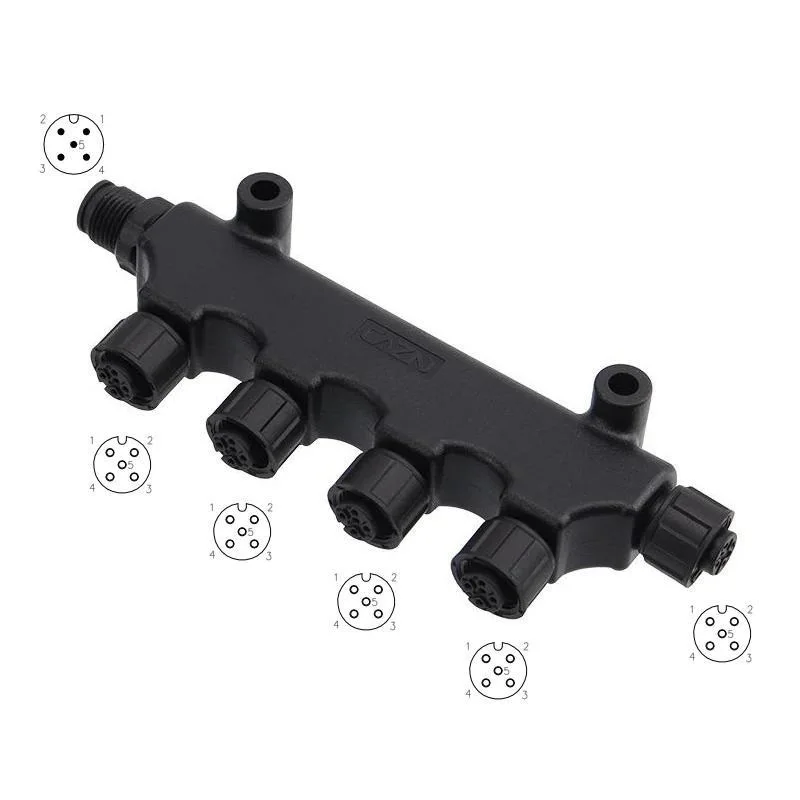 Factory NMEA 2000 6 way T connector 5 Female and 1 Male combined T backbone waterproof Aviation T plug connectors