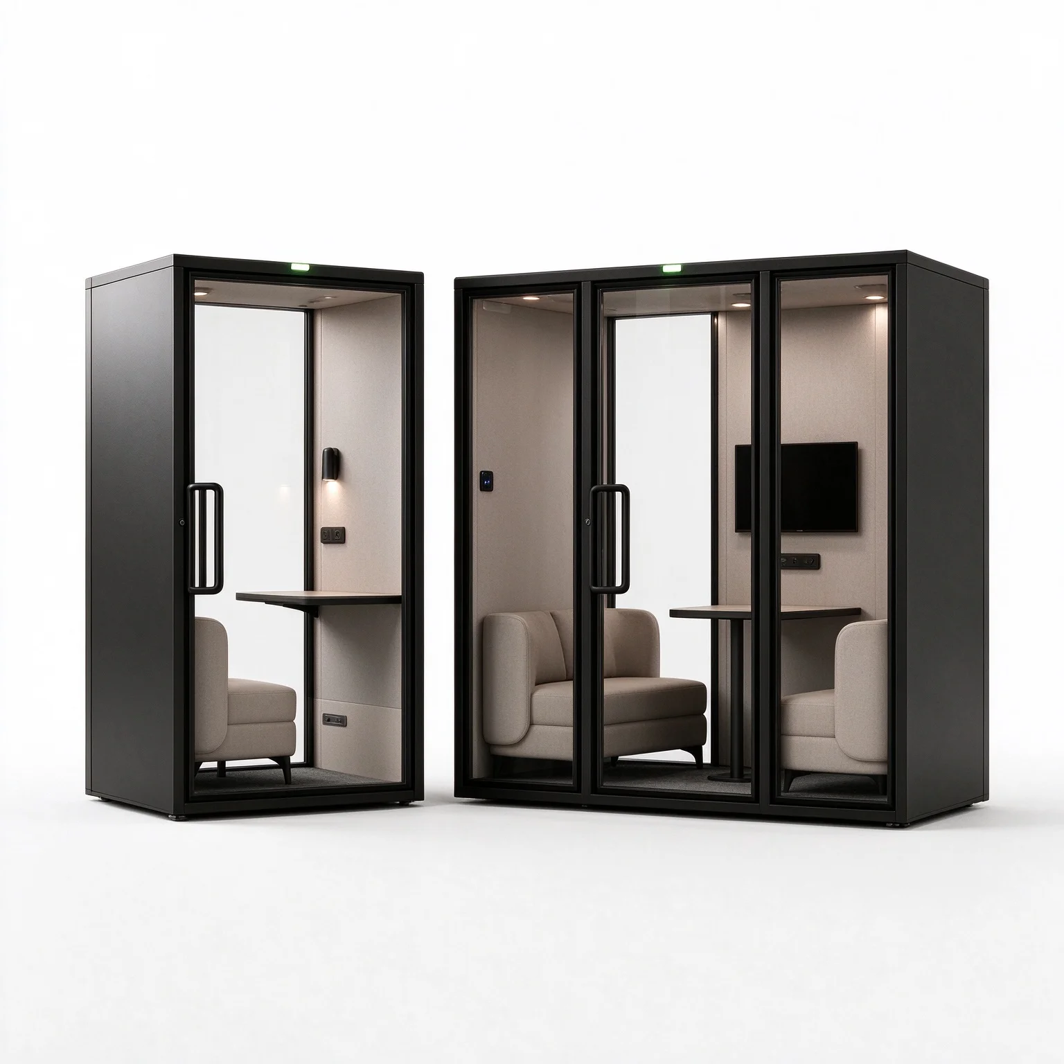 Modular Acoustic Cabin Soundproof Meeting Pod Tempered Glass For 3 Person Team Discussion Office Space