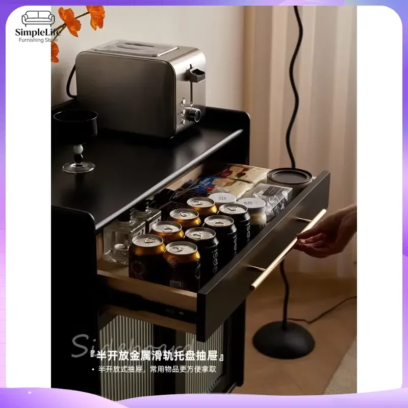 Solid Wood Dining Sideboard Cabinet for Kitchen Living Room Tea Wine Storage Sliding Door Narrow Buffet Table 70cm Home