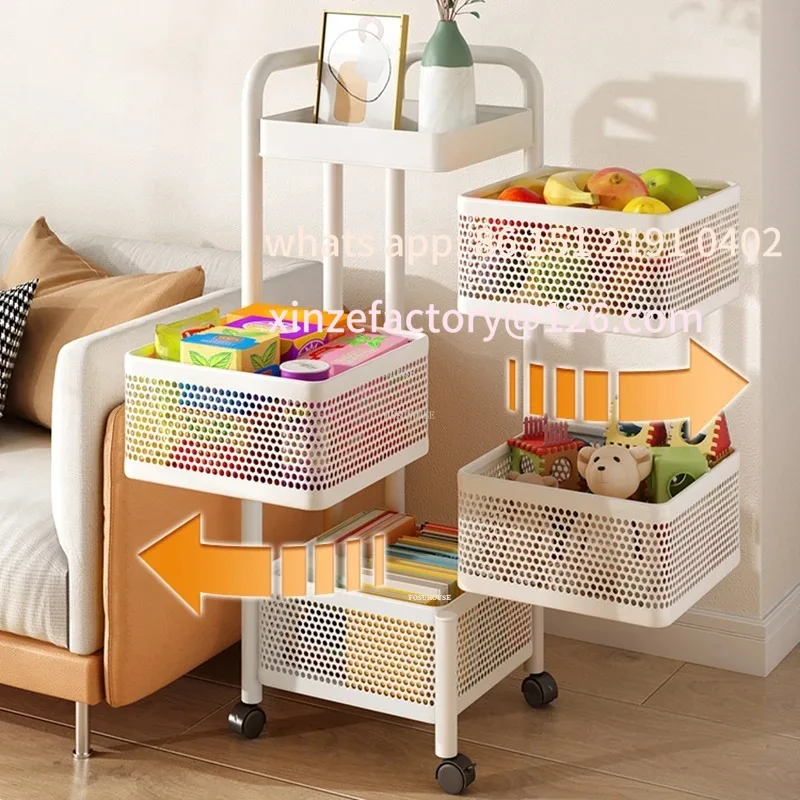 Customizable Simple Home Furniture Rotating Shelf Floor Living Multi-layer Storage Small Cart Modern