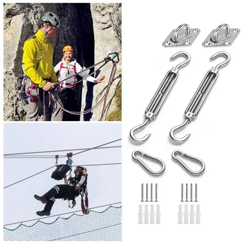 Awning Attachment Set Heavy Duty Sun Shade Sail Stainless Steel Hardware Kit for Garden Triangle Rectangle Fixing Accessories