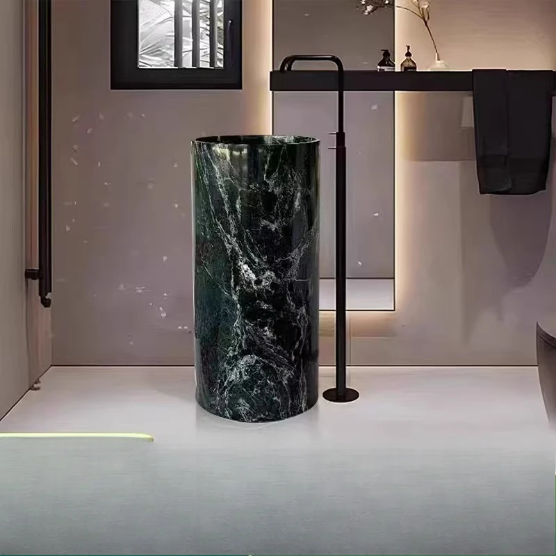 

Natural marble integrated column basin floor-to-ceiling washbasin hotel clubhouse light luxury hand washbasin balcony