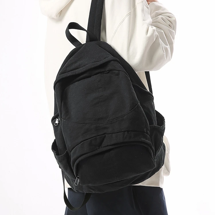 patchwork Teenager Street Canvas School Backpack Female Student Vintage Fabric Soft Korean Style Casual Y2K Book Knapsack Bag