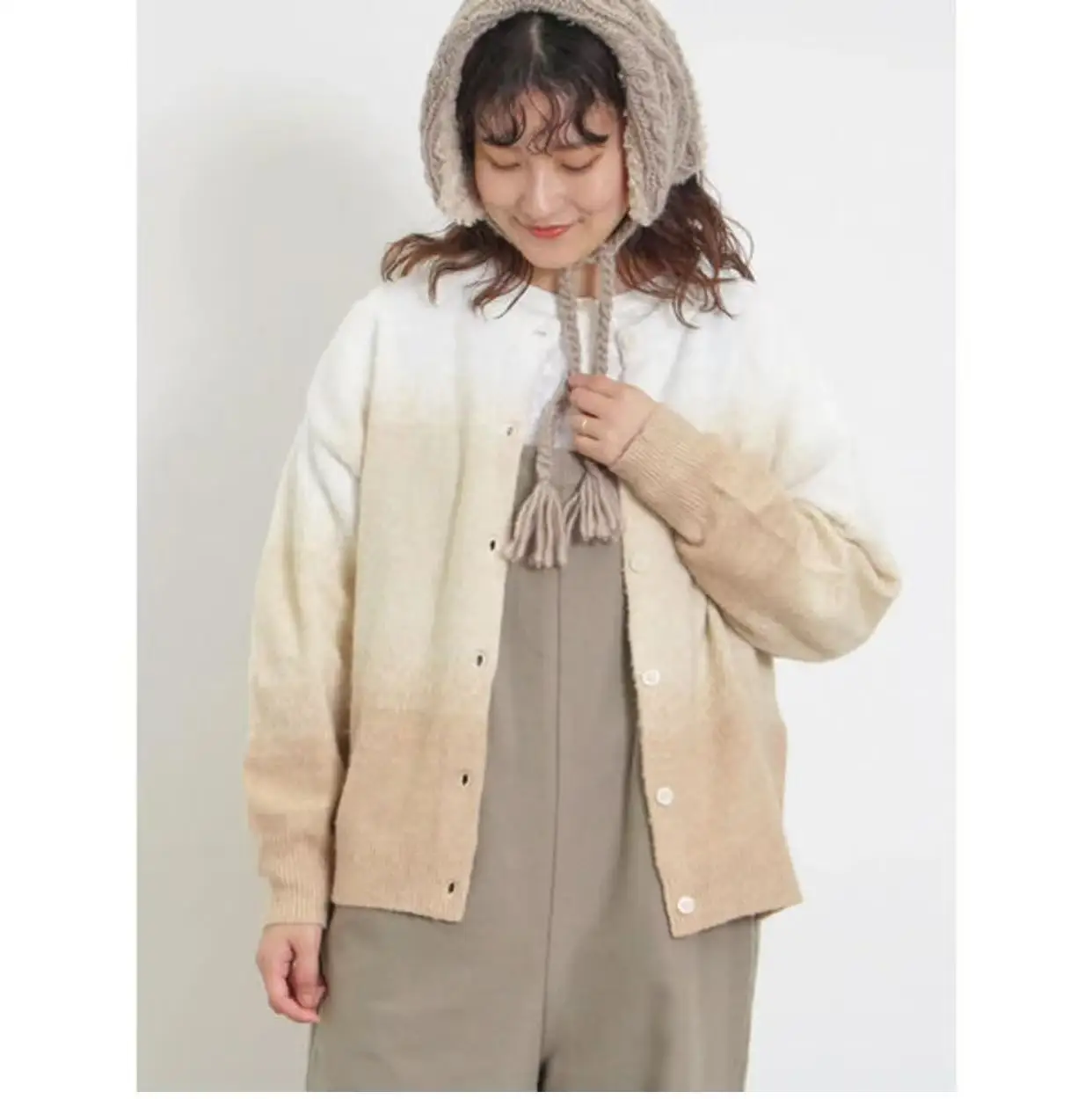 

adual Color Sweater Open Cardigan Women's Loose Fit Autumn Faion Japanese Sle Two-Way Wear Online Exclusive S