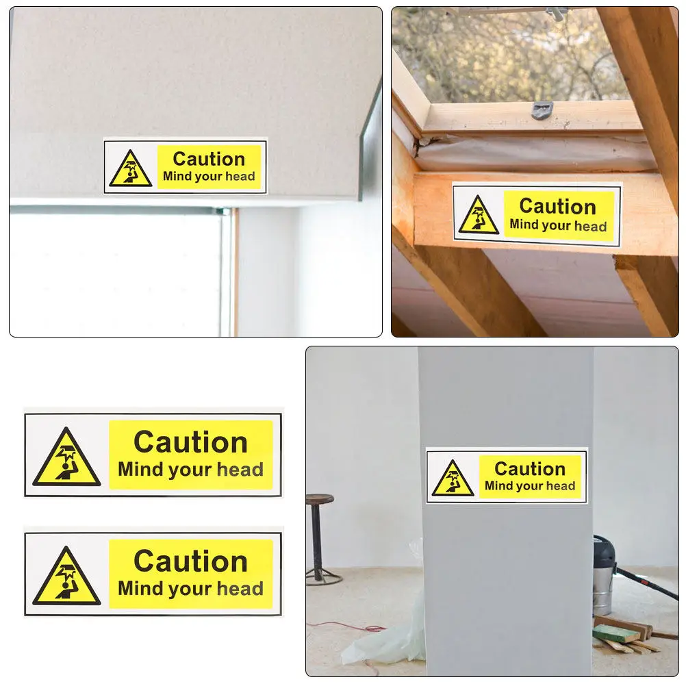 3Pcs Warning Sticker Set Watch Your Head Decal Low Ceiling Sign Strong Adhesion Easy Apply Removable Safety Sign for Factory