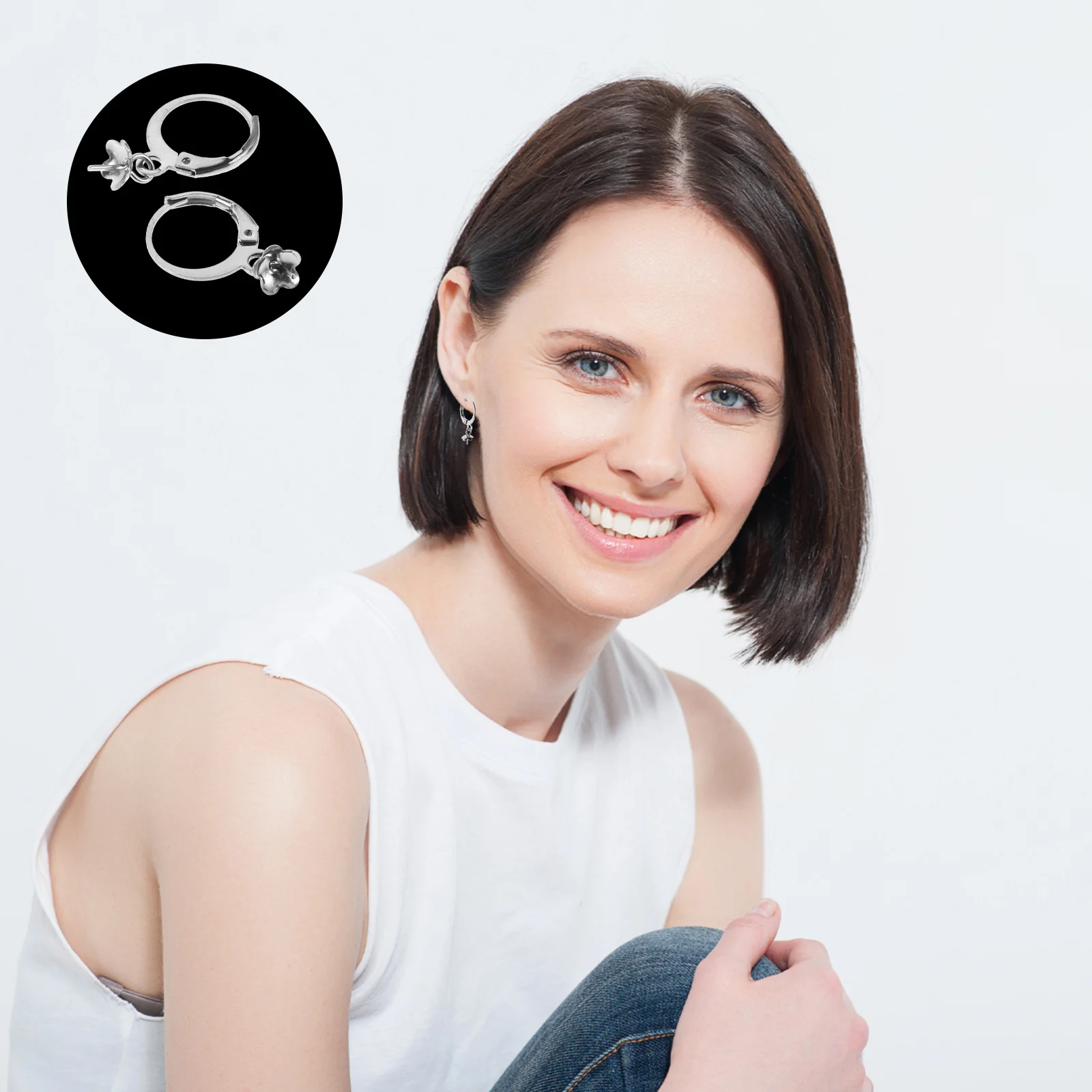 

40Pcs Stainless Steel French Hook Ear Wire Round Lever Back Earrings Open Hoop DIY Jewelry Findings Earring Making Supplies