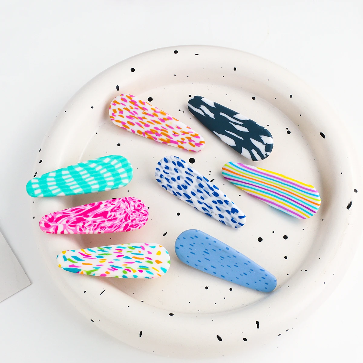 

Handmade Colorful Polymer Clay Dots Hair Clips Pin Barrettes 2022 Unique Fashion Hairpins For Women Hair Accessories Headwear