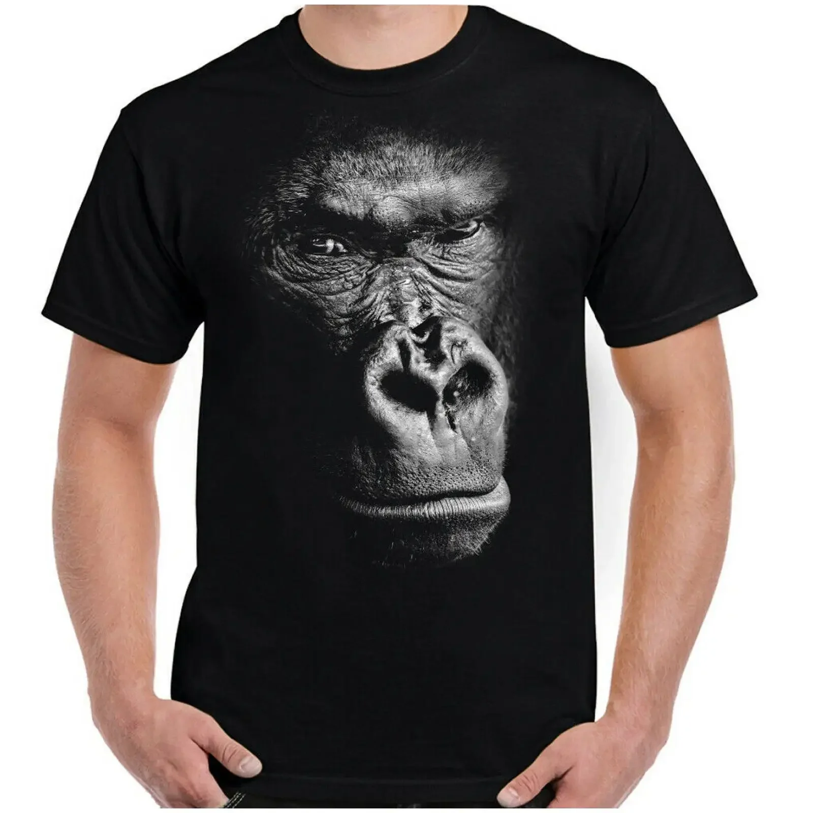 Gorilla T Shirt Mens Face 3D Animal Primate Environment Top  vintage Washed Slightly Soft Stretched graphic Casual Unisex