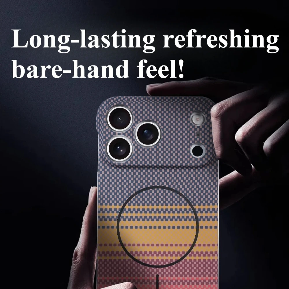 شعبية ألياف الكربون شحن لاسلكي الجلد يشعر القضية آيفون 17Air 16 15 14 زائد 13 12 برو ماكس نصف حزمة غطاء مقاوم للسقوط #2