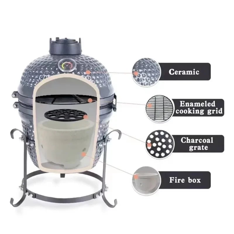 factory direct sales 13-Inch grey ceramic barbecue grill with camping pellets