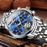 OLEVS montres pour hommes automatique mécanique affaires montre-bracelet étanche bracelet en acier inoxydable montre pour homme squelette calendrier 3