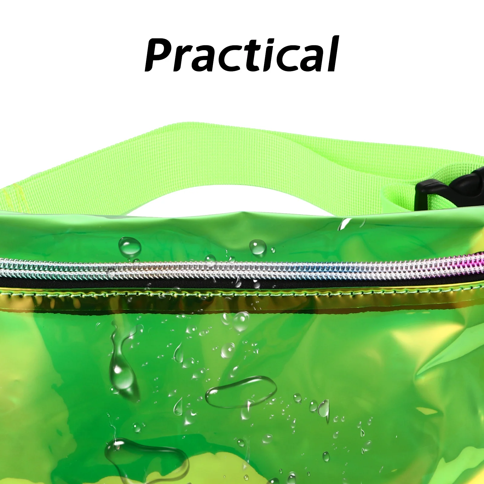 

1Pcs PVC Laser Waist Bag Clear Chest Bag Smooth Zipper Crossbody Fanny Pack for Women Casual Travel Waist Fanny Pack