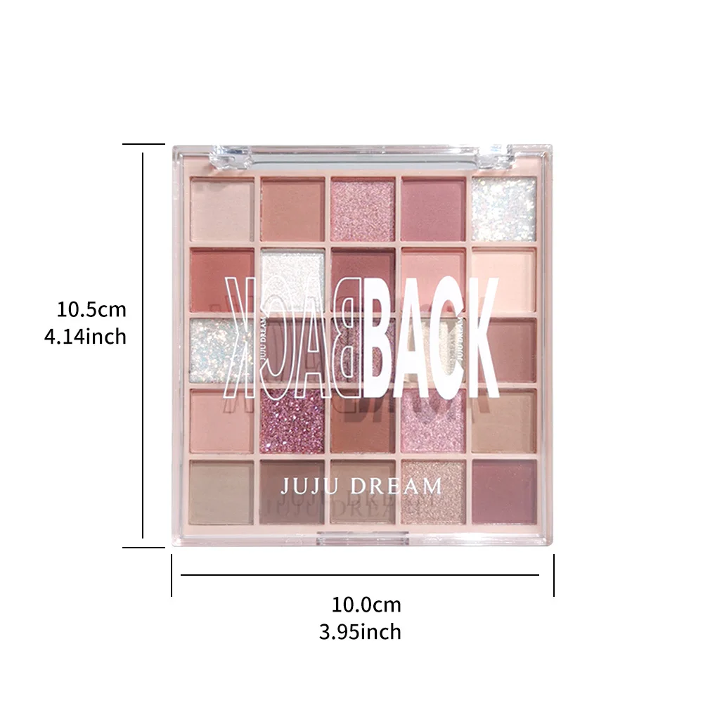 25-Color Eyeshadow Palette – Matte/Shimmer,Pink/Gold Tones,Waterproof,Long-Lasting,Brush &  Free Eyeliner, Unisex,Safe,Certified