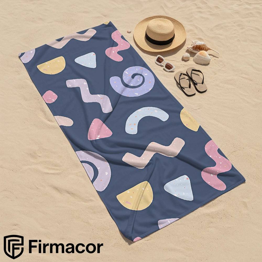 Terrazzo Abstract Shape Cartoon Anime Beach Towel Microfiber Quick Dry Super Absorbent Soft Bath Towel for Kids Adults Travel