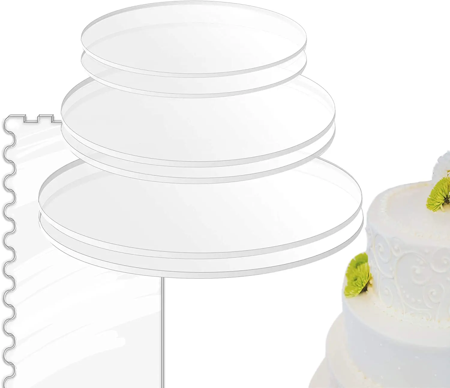 Essential Cake Decorating Acrylic Disk Kit Round Disks Sets with Icing Scraper for Creating Perfect Cakes