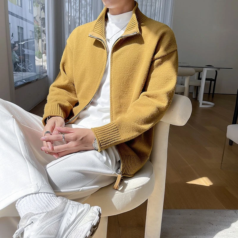 

Men's Knit Cardigan 2025 New Arrival-Casual Long Sleeve Pullover Sweater Jacket with Stand Collar, Autumn Winter Warm Outerwear
