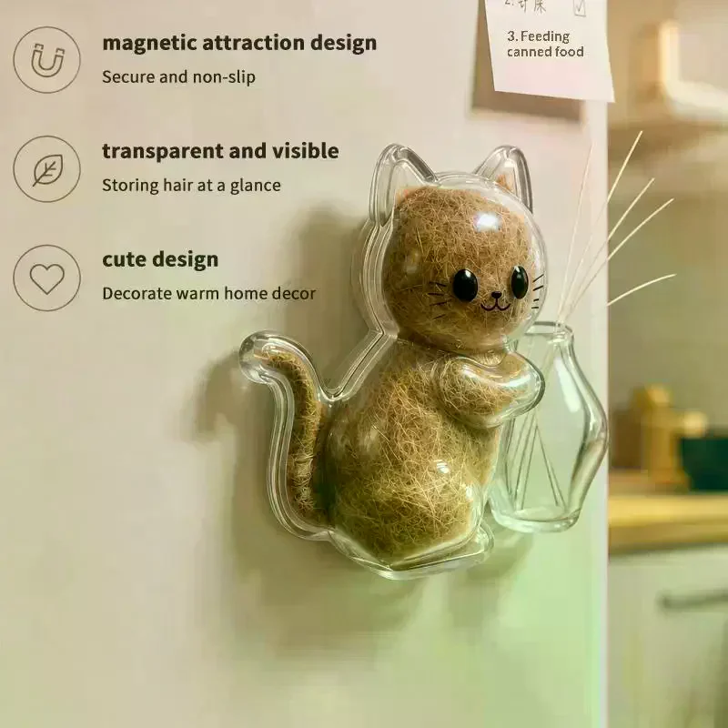 Cat Hair Storage Refrigerator Magnets Pet Fur Keepsake Capsule DIY Souvenirs Cat Whiskers Collector Fridge Magnet Transparent
