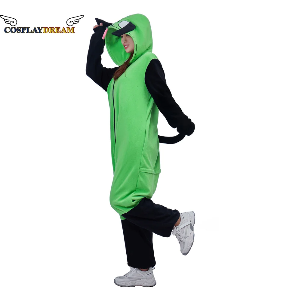 Invader Zim Cosplay Costume Animal Onesie Pajamas Alien Costume Invader Zim Onesies Pajamas Hoodie Pajamas with Ears for adult