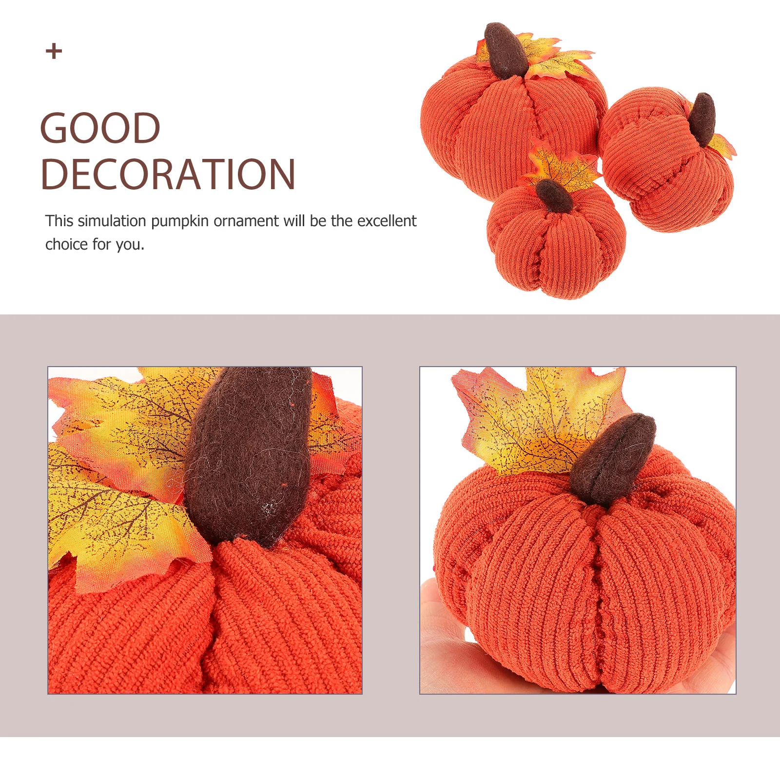 3 Pcs Realistic Fabric Pumpkins Thanksgiving Decor Set Corduroy Harvest Festival nament Lifelike Home Decor Pieces for Kitchen