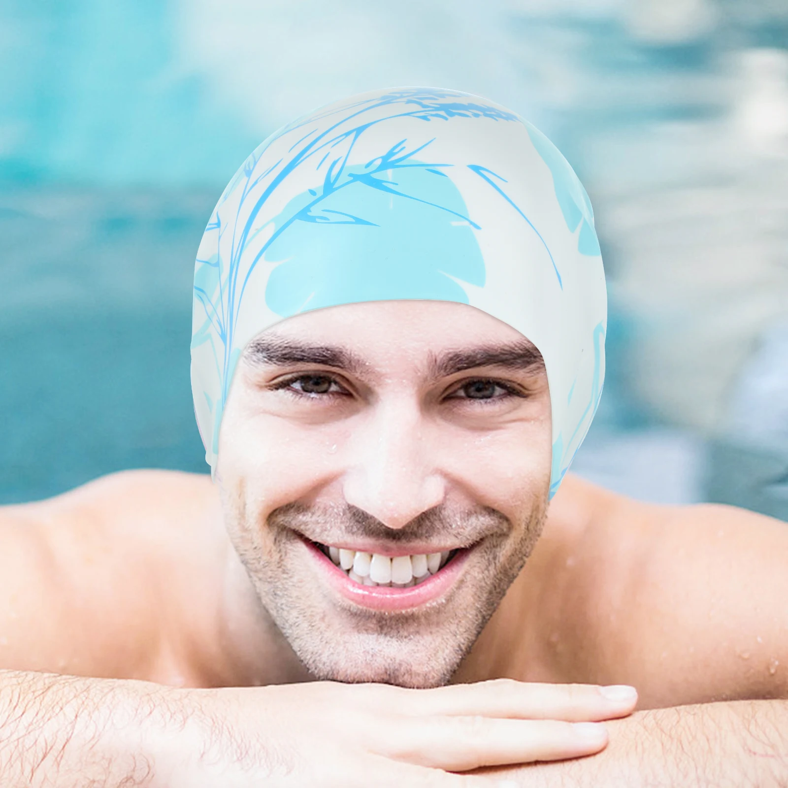 

2Pcs Silicone Swim Caps Adult Swimming Hats Large Stretchy Non-Slip Swim Hats Durable Hair Protection for Swimming and Shower