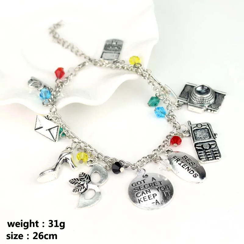 TV Show Pretty Little Liars bracciali per le donne gioielli maschera tacchi alti fotocamera pedenti braccialetto braccialetto braccialetti femminili